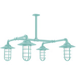 Vaportite 4 Light Square Outside Pendant - Sea Green / Clear