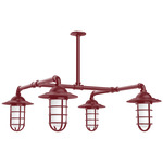 Vaportite 4 Light Square Outside Pendant - Barn Red / Clear