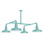 Warehouse 4 Light Square Outdoor Pendant - Sea Green
