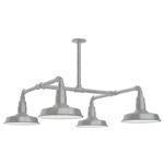 Warehouse 4 Light Square Outdoor Pendant - Galvanized
