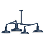 Warehouse 4 Light Square Outdoor Pendant - Navy