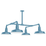 Warehouse 4 Light Square Outdoor Pendant - Light Blue
