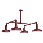 Warehouse 4 Light Square Outdoor Pendant - Barn Red