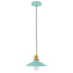 Uno Wide Cone Pendant - Brushed Brass / Sea Green