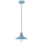 Uno Wide Cone Pendant - Brushed Nickel / Light Blue