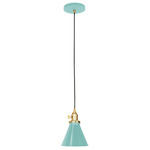 Uno Narrow Cone Pendant - Brushed Brass / Sea Green