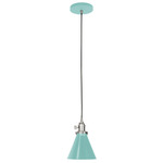 Uno Narrow Cone Pendant - Brushed Nickel / Sea Green