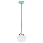 Uno Schoolhouse Pendant - Brushed Brass / Sea Green