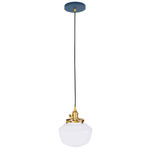 Uno Schoolhouse Pendant - Brushed Brass / Navy