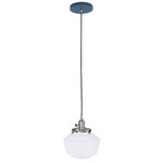 Uno Schoolhouse Pendant - Brushed Nickel / Navy