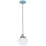 Uno Schoolhouse Pendant - Brushed Nickel / Light Blue