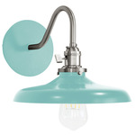 Uno Curved Arm Cap Wall Sconce - Brushed Nickel / Sea Green