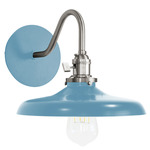 Uno Curved Arm Cap Wall Sconce - Brushed Nickel / Light Blue