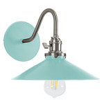 Uno Curved Arm Wide Cone Wall Sconce - Brushed Nickel / Sea Green