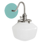 Uno Curved Arm Schoolhouse Wall Sconce - Brushed Nickel / Sea Green