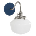 Uno Curved Arm Schoolhouse Wall Sconce - Brushed Nickel / Navy