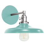 Uno Straight Arm Cap Wall Light - Brushed Nickel / Sea Green