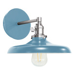 Uno Straight Arm Cap Wall Light - Brushed Nickel / Light Blue