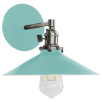 Uno Straight Arm Shallow Cone Wall Sconce - Brushed Nickel / Sea Green