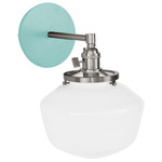 Uno Straight Arm Schoolhouse Wall Sconce - Brushed Nickel / Sea Green