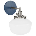 Uno Straight Arm Schoolhouse Wall Sconce - Brushed Nickel / Navy