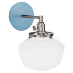 Uno Straight Arm Schoolhouse Wall Sconce - Brushed Nickel / Light Blue