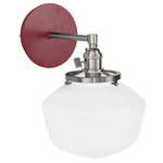 Uno Straight Arm Schoolhouse Wall Sconce - Brushed Nickel / Barn Red