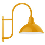 Cafe Curved Arm Outdoor Wall Light - Bright Yellow / White