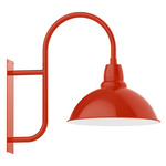 Cafe Curved Arm Outdoor Wall Light - Vermillion / White