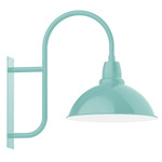 Cafe Curved Arm Outdoor Wall Light - Sea Green / White