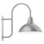 Cafe Curved Arm Outdoor Wall Light - Galvanized / White