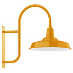 Warehouse Curved Arm Outdoor Wall Light - Bright Yellow