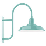 Warehouse Curved Arm Outdoor Wall Light - Sea Green