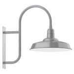 Warehouse Curved Arm Outdoor Wall Light - Galvanized
