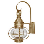 Onion 120V Outdoor Wall Sconce - Antique Brass / Clear Seedy