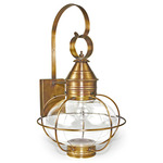 Caged Onion Large Outdoor Wall Sconce - Antique Brass / Clear Seedy
