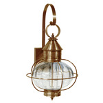 Caged Onion Large Outdoor Wall Sconce - Antique Brass / Clear Optic Glass