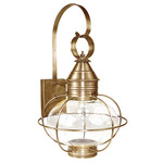 Caged Onion Large Outdoor Wall Sconce - Antique Brass / Clear Seedy