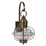 Caged Onion Large Outdoor Wall Sconce - Dark Antique Brass / Clear Seedy