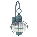 Caged Onion Large Outdoor Wall Sconce - Verdi Gris / Clear Optic Glass