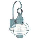 Caged Onion Large Outdoor Wall Sconce - Verdi Gris / Clear Seedy