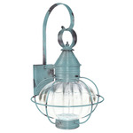 Caged Onion Large Outdoor Wall Sconce - Verdi Gris / Clear Optic Glass
