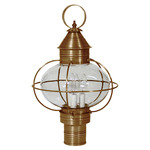 Onion 120V Outdoor Post Light - Antique Brass / Clear Seedy