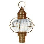 Onion 120V Outdoor Post Light - Antique Brass / Clear Optic Glass