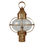Onion 120V Outdoor Post Light - Antique Brass / Clear Seedy