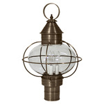 Onion 120V Outdoor Post Light - Dark Antique Brass / Clear Seedy
