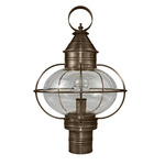 Onion 120V Outdoor Post Light - Dark Antique Brass / Clear Seedy