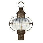 Onion 120V Outdoor Post Light - Dark Antique Brass / Clear Optic Glass