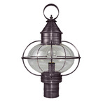 Onion 120V Outdoor Post Light - Dark Brass / Clear Seedy