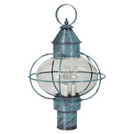 Onion 120V Outdoor Post Light - Verdi Gris / Clear Seedy